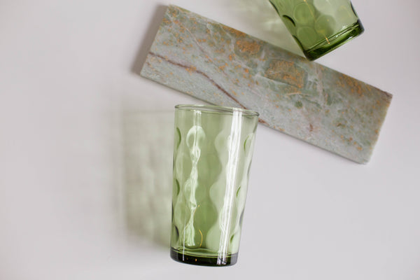 Green "Bubble" Drinking Glass | Vintage