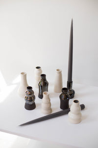Ceramic Candlestick | Matte Black and Metallic Glaze